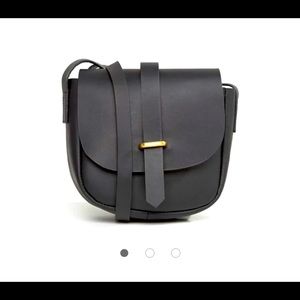 ASOS Leather Clean Saddle Bag Black Leather
